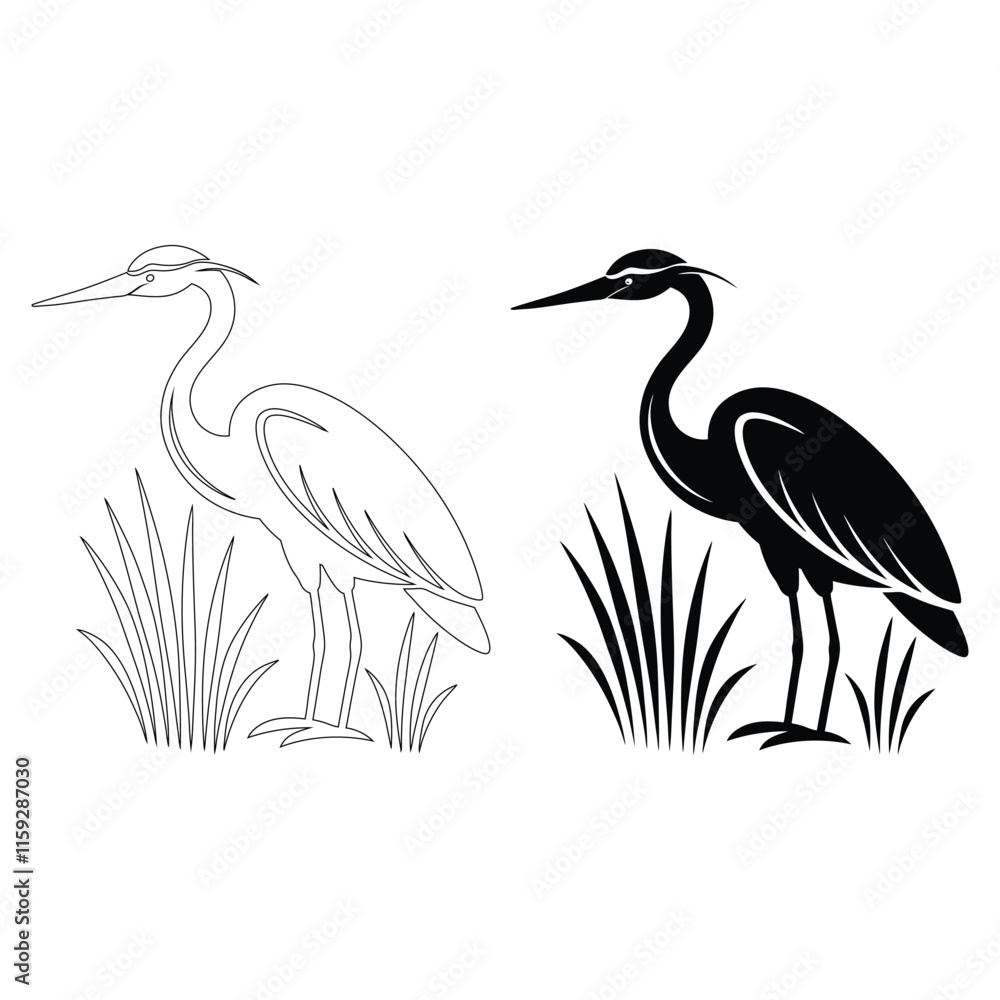 Obraz premium heron on the grass