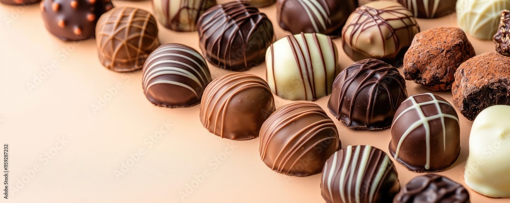 Minimal chocolates idea. Assorted chocolates in various shapes and patterns, perfect for dessert lovers. Minimal chocolates idea. Assorted chocolates in various shapes and patterns, perfect for dessert lovers.
