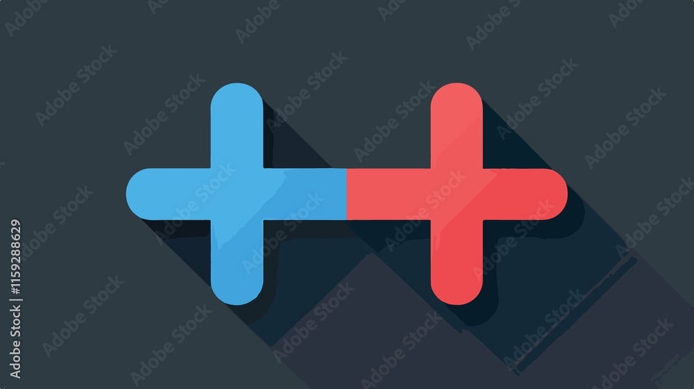 Obraz premium Professional Plus and Minus Flat Icon for Apps with Add and Subtract Symbols