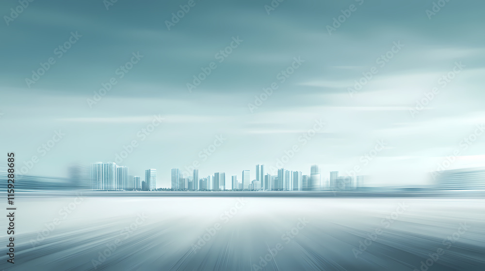 Obraz premium Asphalt Dreams: City Skyline on the Horizon 