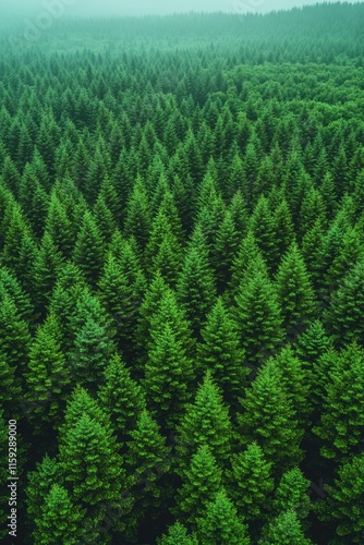 Wallpaper Mural Foggy landscape with pine trees, great for backgrounds and nature scenes Torontodigital.ca