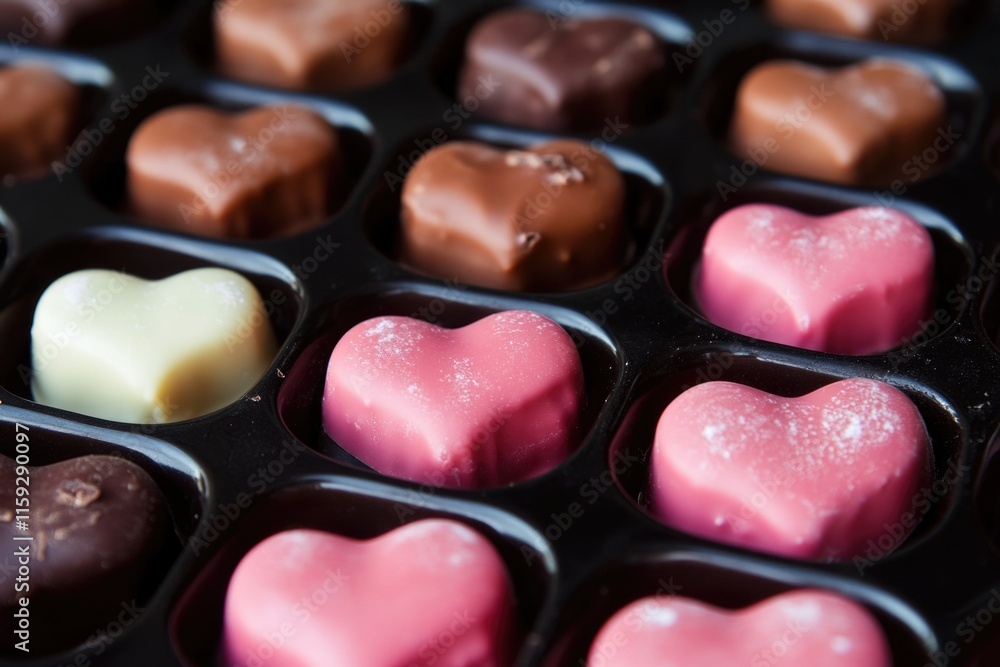 A close-up shot of a tray filled with assorted chocolates A close-up shot of a tray filled with assorted chocolates