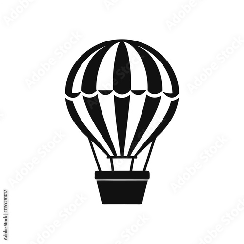 Black and White Hot Air Balloon Silhouette Stylish Vector Design