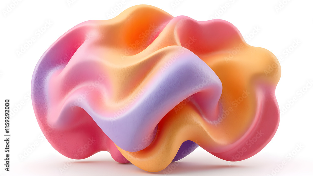 Abstract 3D Swirling Form: A captivating, abstract 3D rendering showcasing a vibrant, swirling form. The form is composed of a gradient of pastel pink, purple, and orange. Abstract 3D Swirling Form: A captivating, abstract 3D rendering showcasing a vibrant, swirling form. The form is composed of a gradient of pastel pink, purple, and orange.