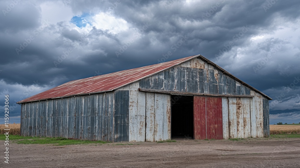 Overcast Barn with Soft Lighting in Pastoral Setting Overcast Barn with Soft Lighting in Pastoral Setting