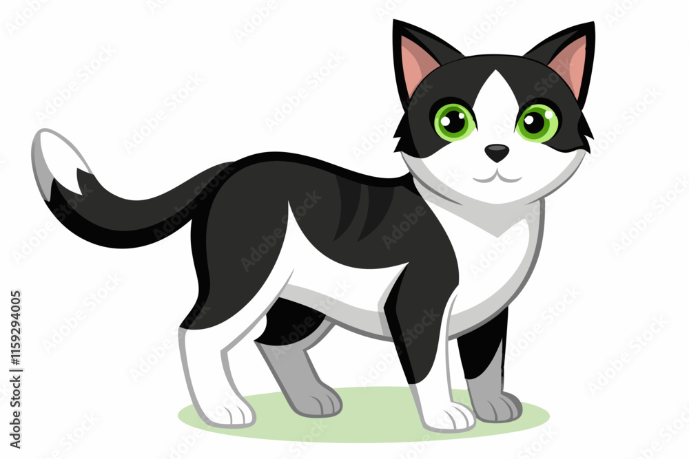 Charming Black and White Cat with Heart Vector Illustration Charming Black and White Cat with Heart Vector Illustration