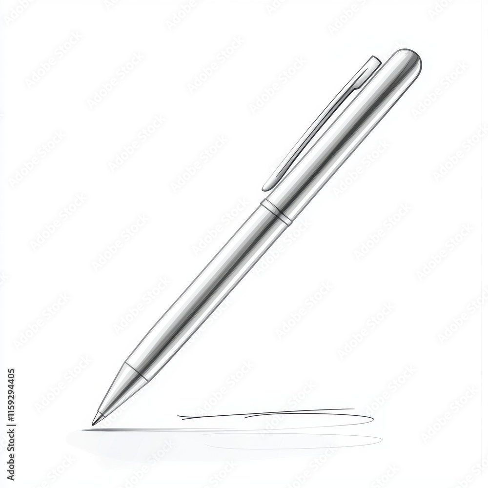 A sleek metal pen poised to write, symbolizing creativity and inspiration. A sleek metal pen poised to write, symbolizing creativity and inspiration.