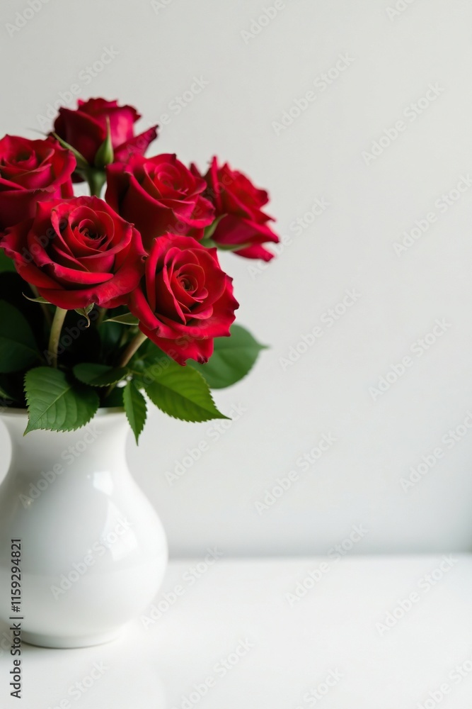 Fototapeta premium Freshly picked red roses in a white ceramic bowl, red, flowers