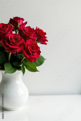 Wallpaper Mural Freshly picked red roses in a white ceramic bowl, red, flowers Torontodigital.ca