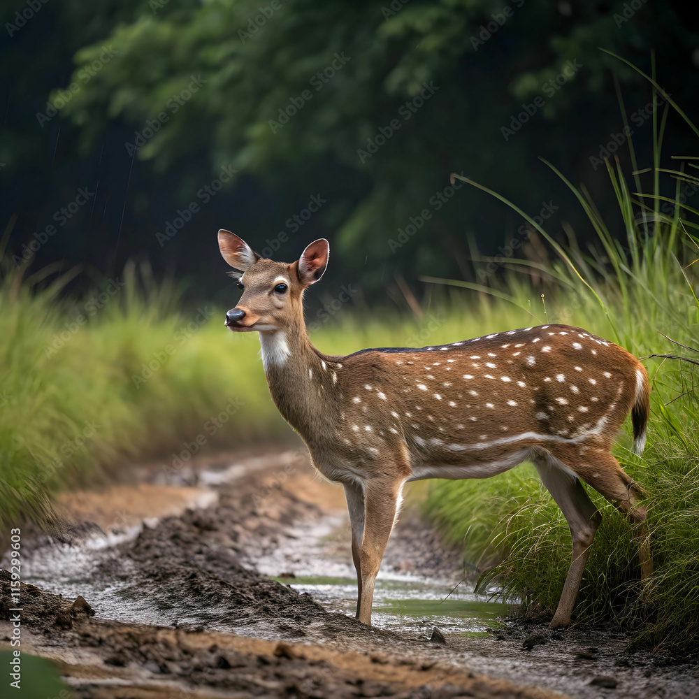 closeup of chital in mudumalai national park in closeup of chital in mudumalai national park in