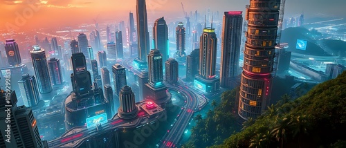 Abstract Neon Gear Network