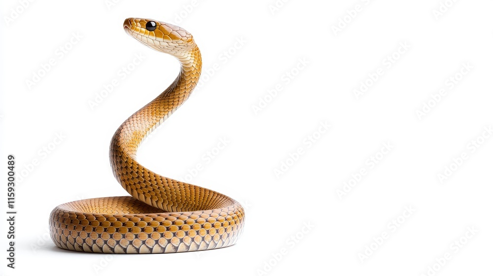 Obraz premium Elegant and Colorful Snake Posing Gracefully on a White Background, Showcasing Intricate Scales and Unique Body Structure in a Studio Setting