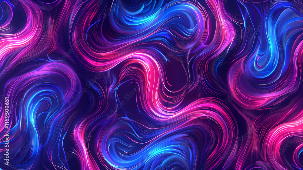 Obraz premium Neon Pink and Blue Color Outline Swirl Background