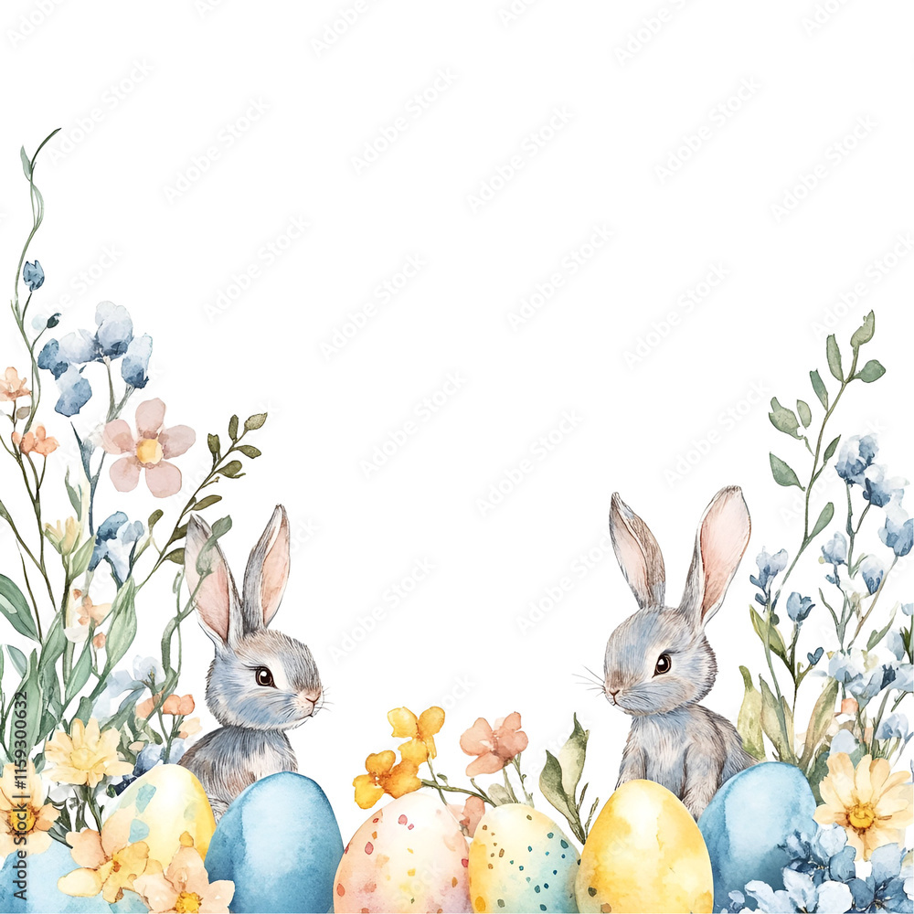 Fototapeta premium Pastel Easter Border Clipart Vector Illustration