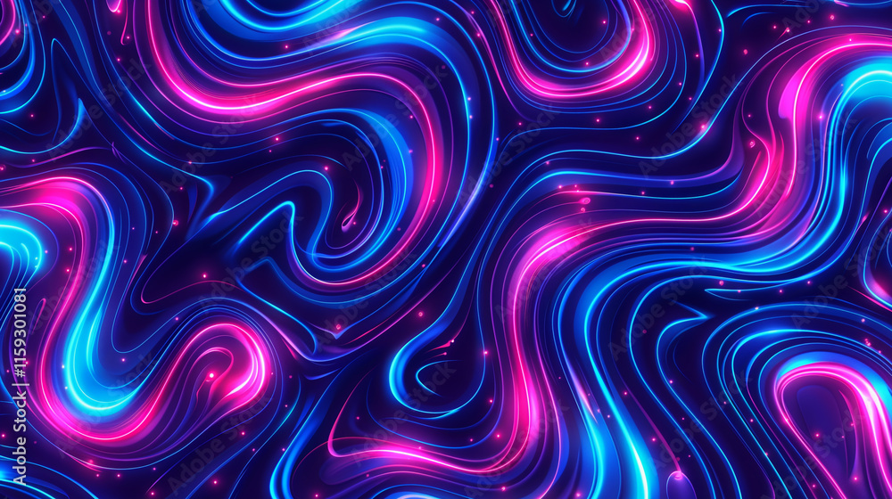 Neon Pink and Blue Color Outline Swirl Background Neon Pink and Blue Color Outline Swirl Background