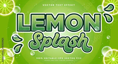 Lemon Splash liquid Style 3d editable text effect Template