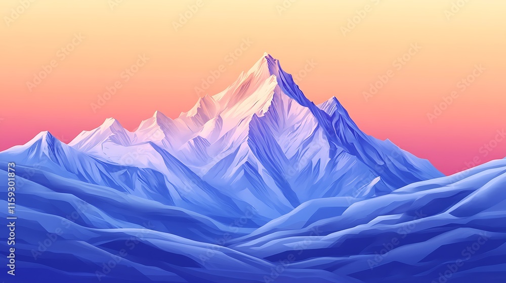 Majestic Blue Mountains Under a Peach Sky Majestic Blue Mountains Under a Peach Sky