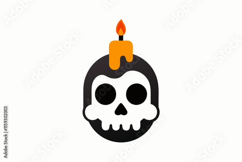 Halloween Skull Candle Vector Illustration on White Background