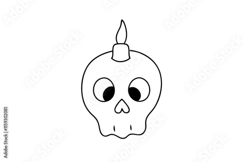 Halloween Skull Candle Vector Illustration on White Background