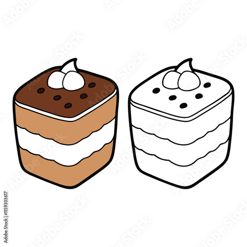 tiramisu line art and color vector art