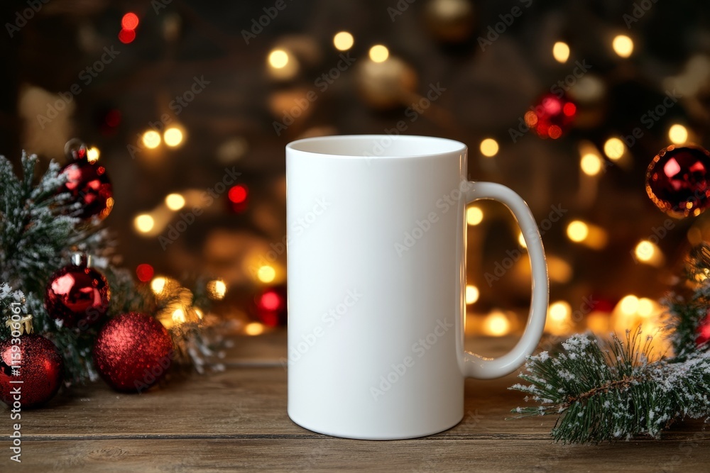 white mug with christmas background white mug with christmas background