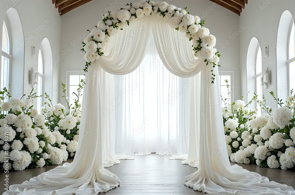 an arch of white flowers for a wedding or ceremony an arch of white flowers for a wedding or ceremony