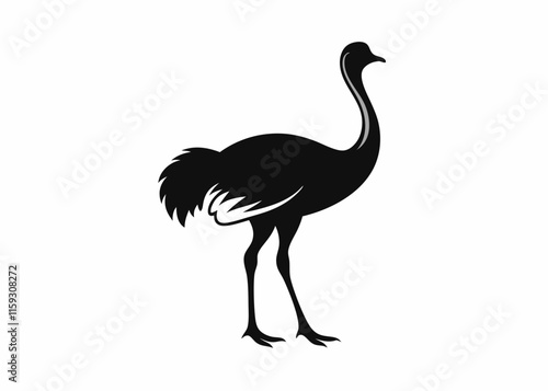 Ostrich silhouette vector design on a white background. Emu silhouette vector, ostrich emu bird vector illustration, Bird Emu icon vector silhouette art illustration 