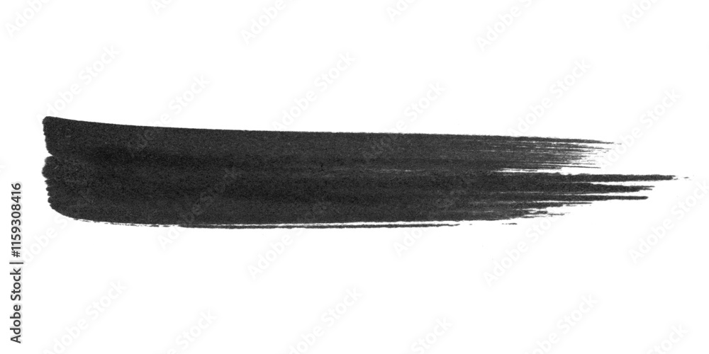 Fototapeta premium Black watercolor brush stroke isolated