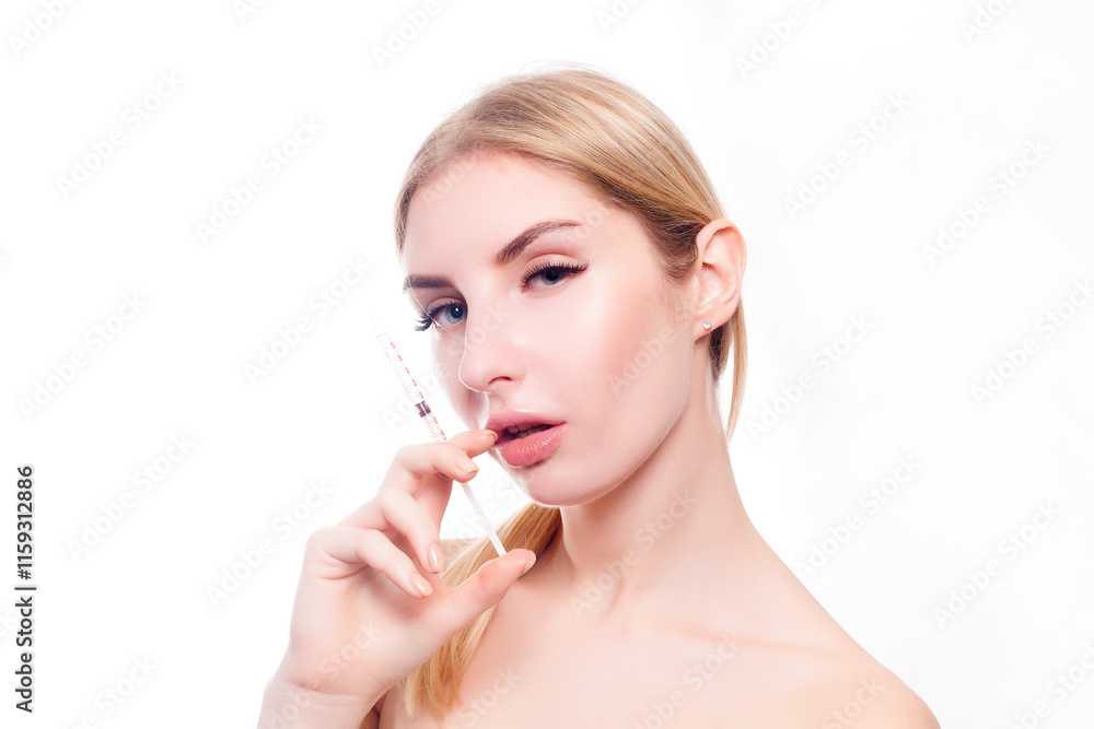 Attractive young woman gets cosmetic injection Attractive young woman gets cosmetic injection