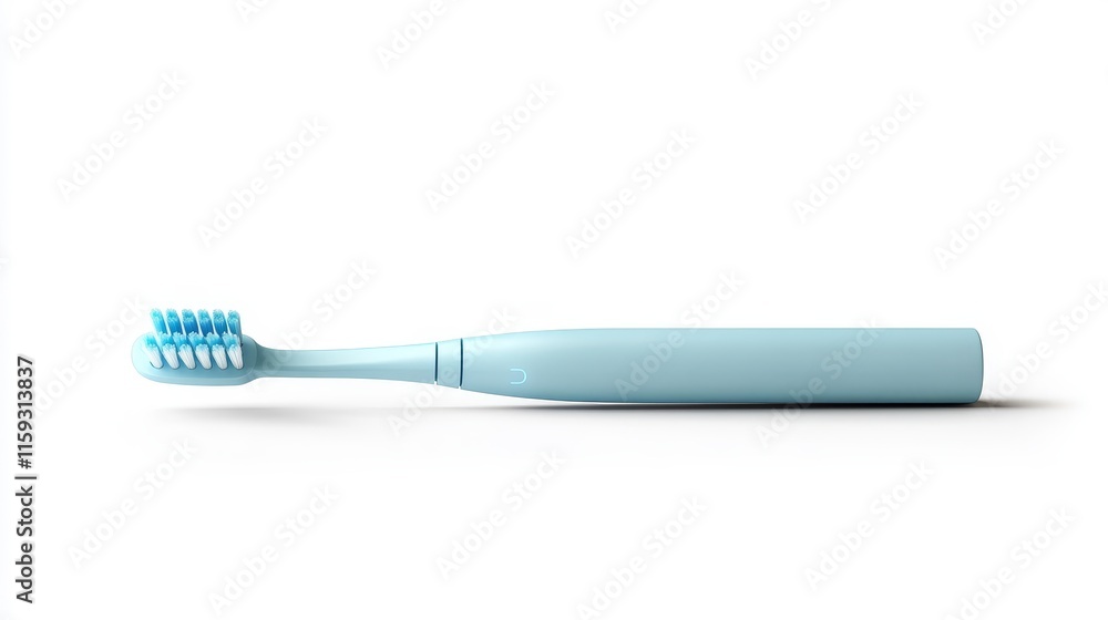Modern Light Blue Toothbrush on White Background for Personal Care, Oral Hygiene, and Daily Dental Routine Concept in Minimalist Style Modern Light Blue Toothbrush on White Background for Personal Care, Oral Hygiene, and Daily Dental Routine Concept in Minimalist Style