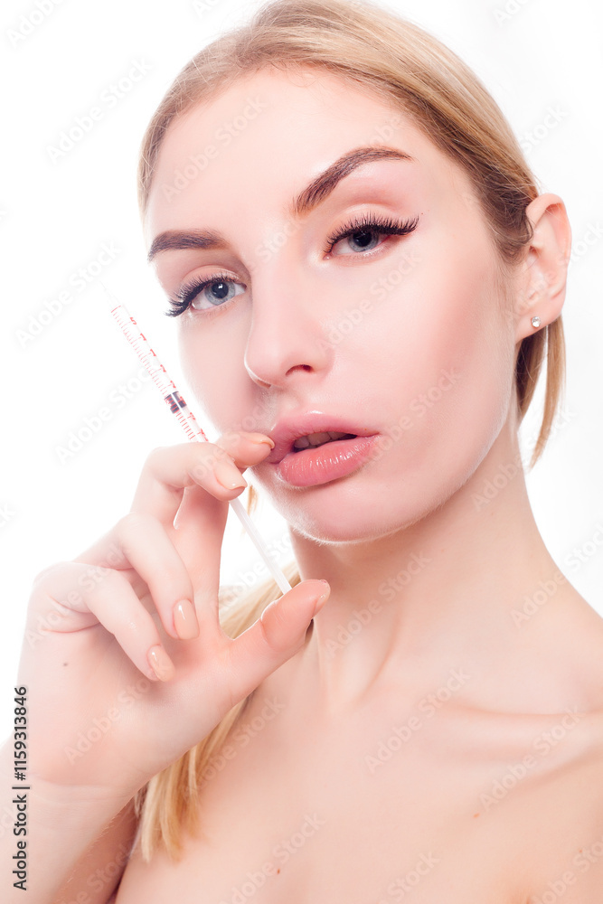 Attractive young woman gets cosmetic injection Attractive young woman gets cosmetic injection