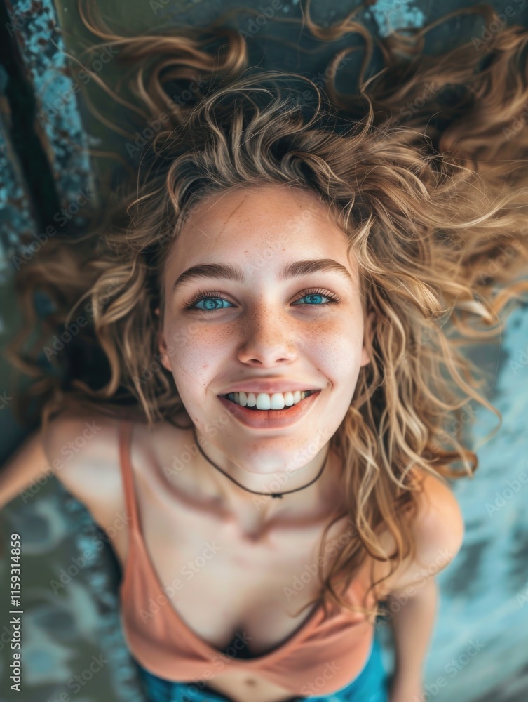 Happy, fresh-faced girl exuding carefree vibes. Happy, fresh-faced girl exuding carefree vibes.