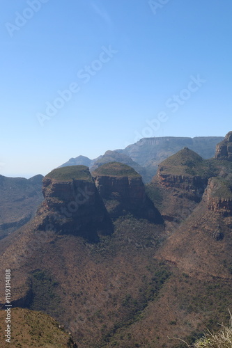 This picture depicts a mountain landscape on the blyde canyon in South Africa with the detail of the rondavels photo