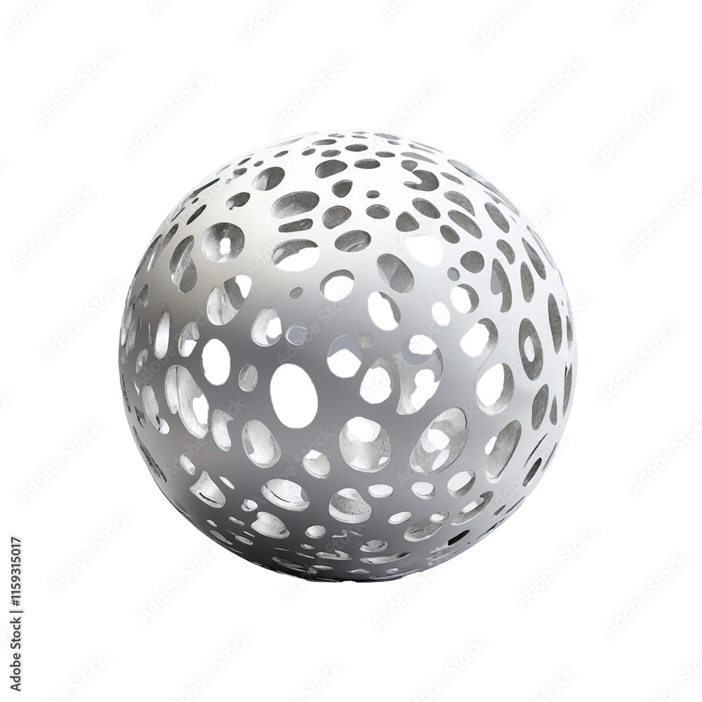 3D abstract render cut out white aluminium random scratched surface metal round ball product design. White isolated background. 3D abstract render cut out white aluminium random scratched surface metal round ball product design. White isolated background.