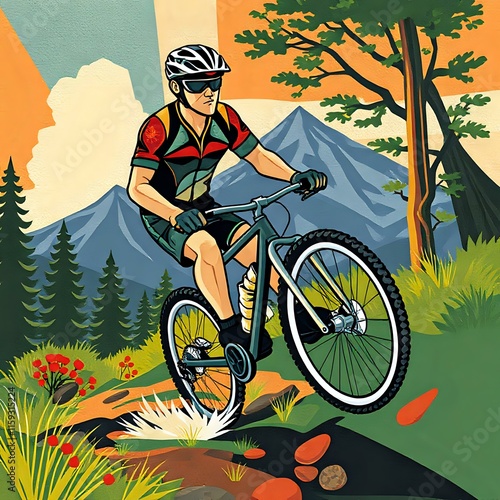 Art Deco Mountain Biker photo