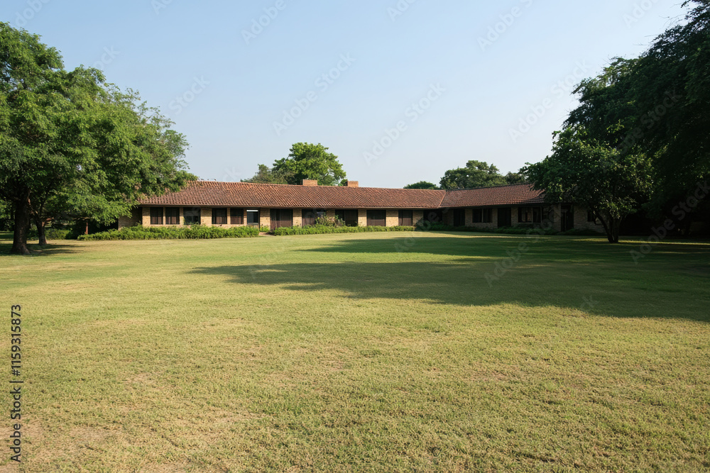 Naklejka premium A large house with a large yard