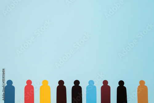 A group of people are lined up in a row, with some of them being black