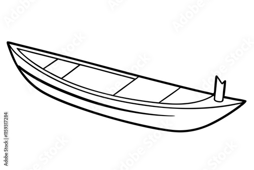 Canoe Silhouette Vector Illustration on White Background