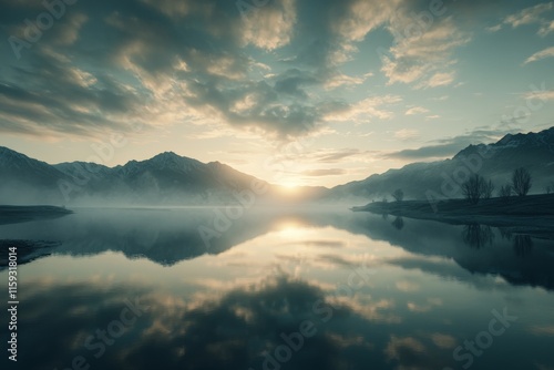 serene lake with refection