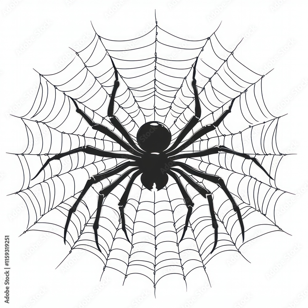 Obraz premium Black spider in its web.