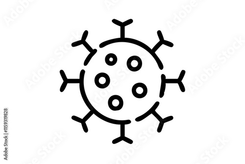 T2 Virus Silhouette Icon on White Background