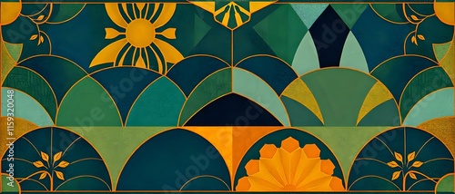 Vibrant Art Deco Geometric Tapestry