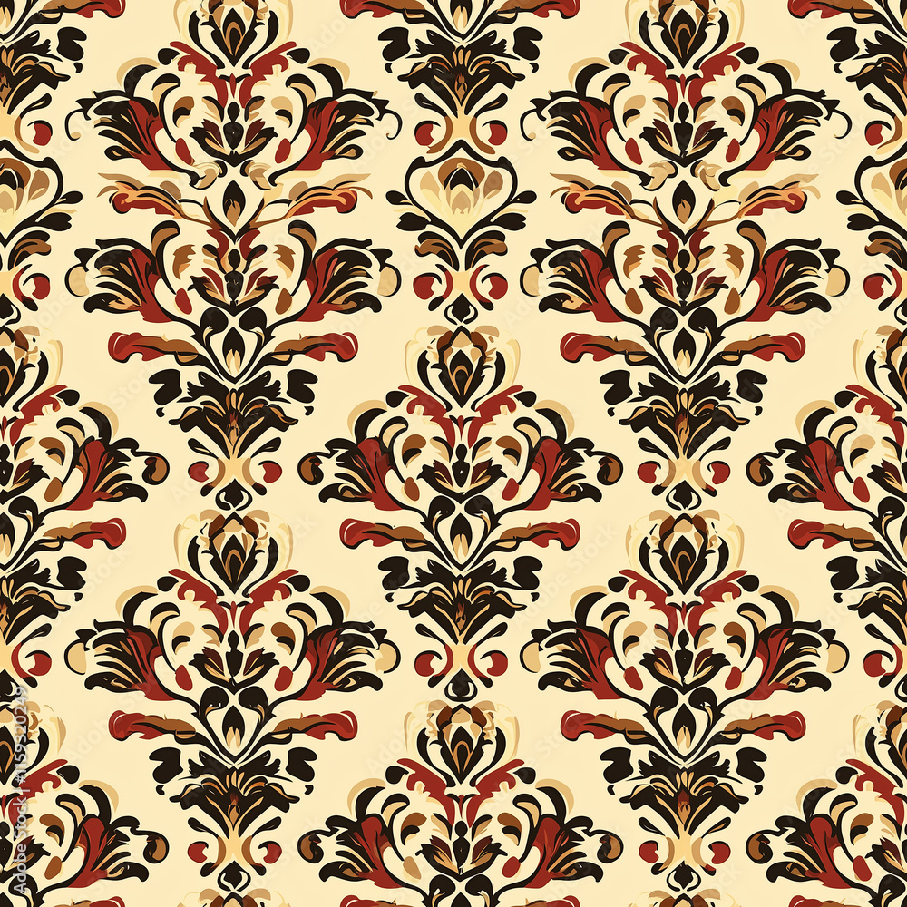 Classic damask seamless pattern weaving design intricate wallpaper art traditional looms craft luxurious home decor environment Classic damask seamless pattern weaving design intricate wallpaper art traditional looms craft luxurious home decor environment