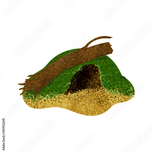 Vector Colorful Illustration of Burrow Isolated on White Background