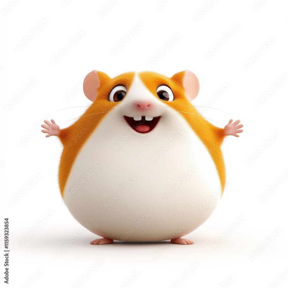 a happy hamster cartoon, animal character, 3D illustration, delightful and shiny, isolated on white background a happy hamster cartoon, animal character, 3D illustration, delightful and shiny, isolated on white background