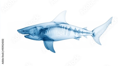Wallpaper Mural Detailed Visualization of a Shark Skeleton in X-ray Format, Highlighting Bone Structure and Unique Anatomy for Educational and Scientific Purposes Torontodigital.ca