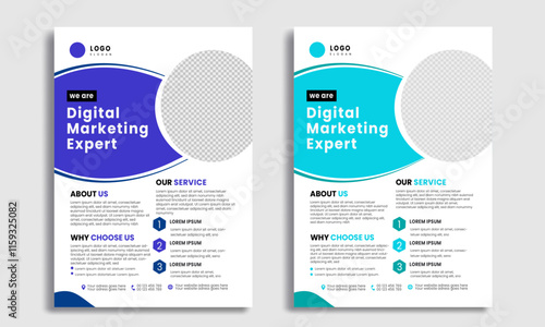 Vector eco flyer, poster, brochure, magazine cover template. Modern green leaf, environment design. - VectorBusiness Flyer Corporate Flyer Template Geometric shape Flyer Circle Abstract Colorful conce