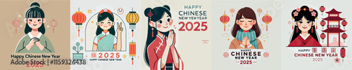 Vector image of girl celebrating Chinese New Year