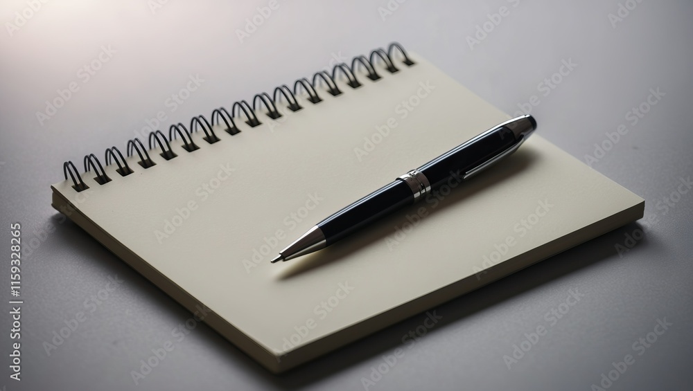 Minimalist workspace featuring a blank notebook and a sleek pen, ideal for note taking, brainstorming, and creative expression Minimalist workspace featuring a blank notebook and a sleek pen, ideal for note taking, brainstorming, and creative expression
