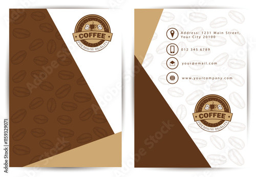 Business card template coffee beans decor